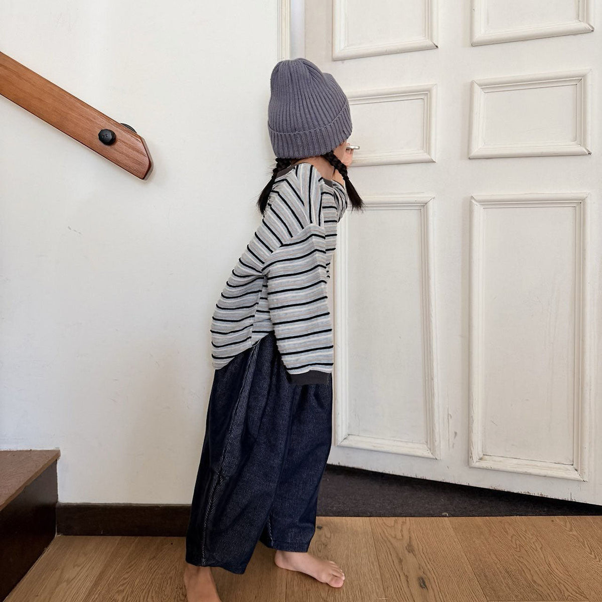 Toddler F26 Stitch Detail Corduroy Pants (1-7y) - Navy kids outfit