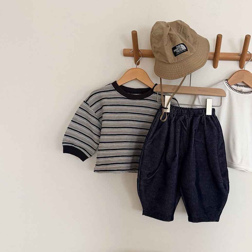 Toddler F26 Stitch Detail Corduroy Pants (1-7y) - Navy kids outfit