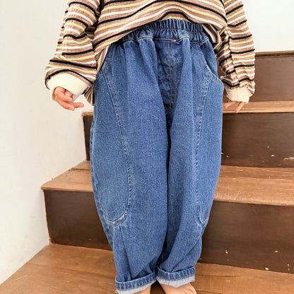 Toddler F26 Stitch Detail Denim Pants (1-7y) - Blue kids outfit