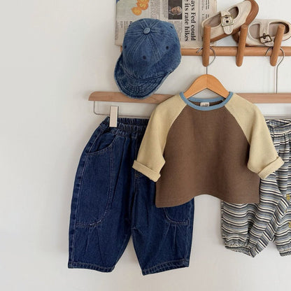 Toddler F26 Stitch Detail Denim Pants (1-7y) - Blue kids outfit