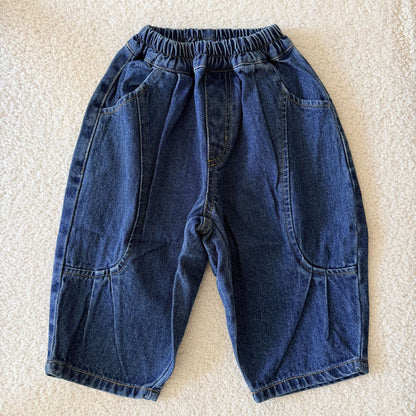 Toddler F26 Stitch Detail Denim Pants (1-7y) - Blue kids outfit