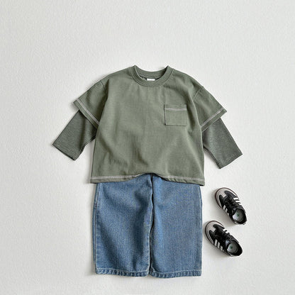 Toddler F26 Stitch Detail Denim Pants (2-9y) - 2 Colors kids outfit