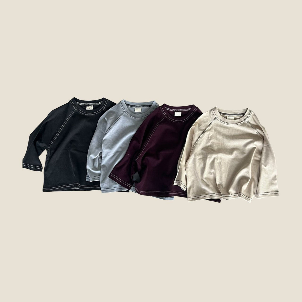 Toddler F26 Stitch Detail Raglan Long Sleeve Top (2-7y) - 4 Colors kids outfit