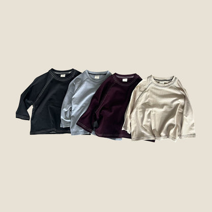Toddler F26 Stitch Detail Raglan Long Sleeve Top (2-7y) - 4 Colors kids outfit