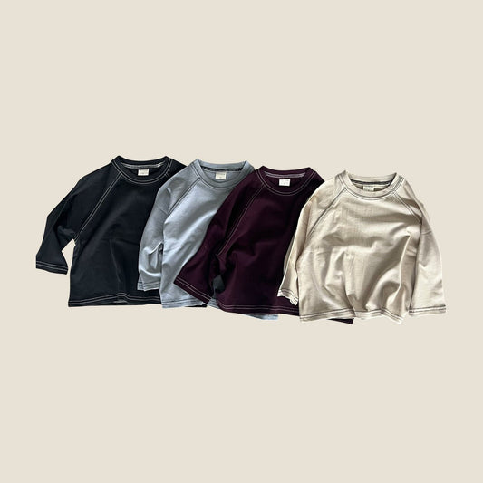 Toddler F26 Stitch Detail Raglan Long Sleeve Top (2-7y) - 4 Colors kids outfit
