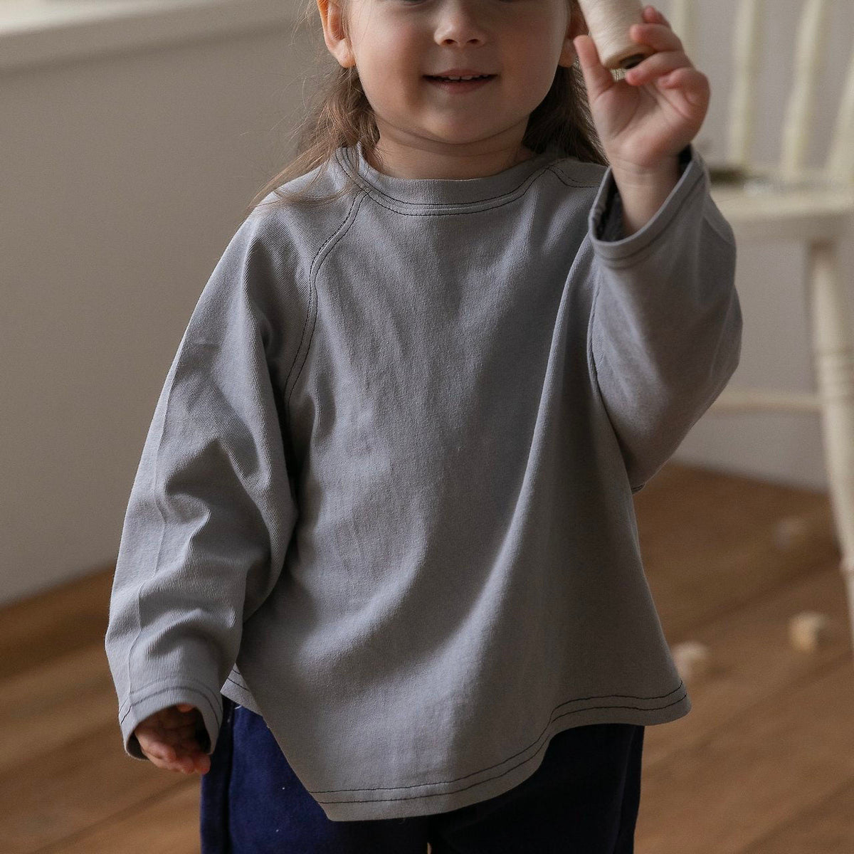 Toddler F26 Stitch Detail Raglan Long Sleeve Top (2-7y) - 4 Colors kids outfit