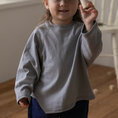 Toddler F26 Stitch Detail Raglan Long Sleeve Top (2-7y) - 4 Colors kids outfit
