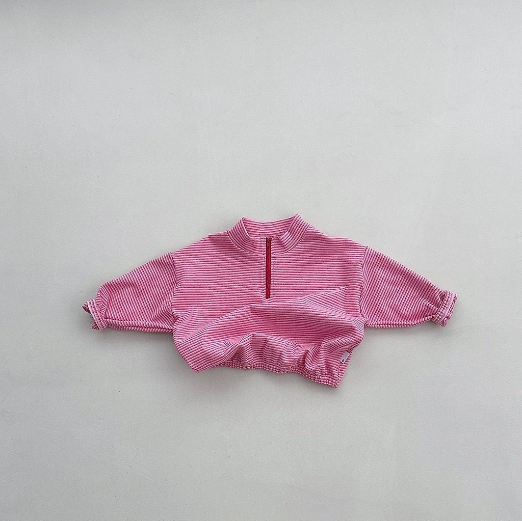 Toddler F26 Stripe Half Zip Mock Neck Long Sleeve Sweatshirt (2-6y) - 2 Colors kids outfit