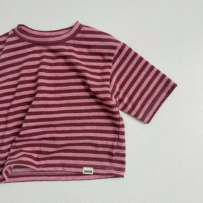 Toddler F26 Stripe Loose Fit Short Sleeve Top (10m-4y) - 3 Colors kids outfit
