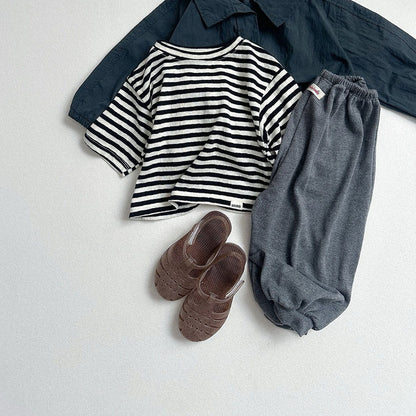 Toddler F26 Stripe Loose Fit Short Sleeve Top (10m-4y) - 3 Colors kids outfit
