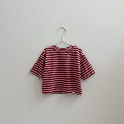 Toddler F26 Stripe Loose Fit Short Sleeve Top (10m-4y) - 3 Colors kids outfit