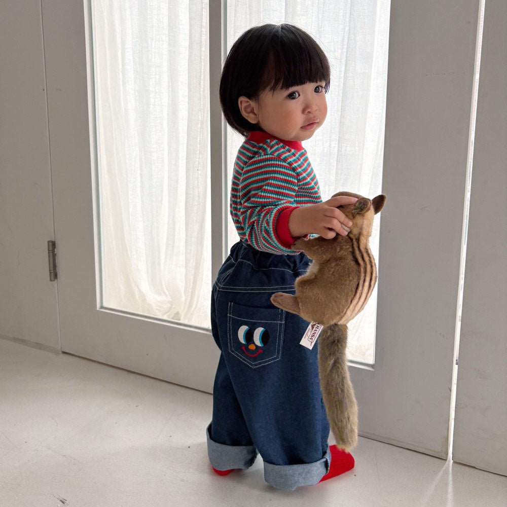 Toddler F26 Stripe Ribbed Long Sleeve Top (1-6y) - Red kids outfit