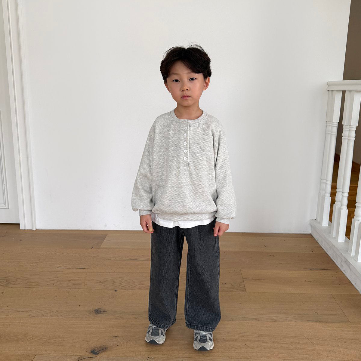 Toddler F26 Textured Henley Sweatshirt (12m-9y) - 2 Colors kids outfit