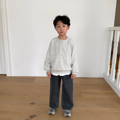 Toddler F26 Textured Henley Sweatshirt (12m-9y) - 2 Colors kids outfit