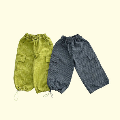 Toddler F26 Textured Plaid Adjustable Hem Jogger Pants (3-9y) - 2 Colors kids outfit