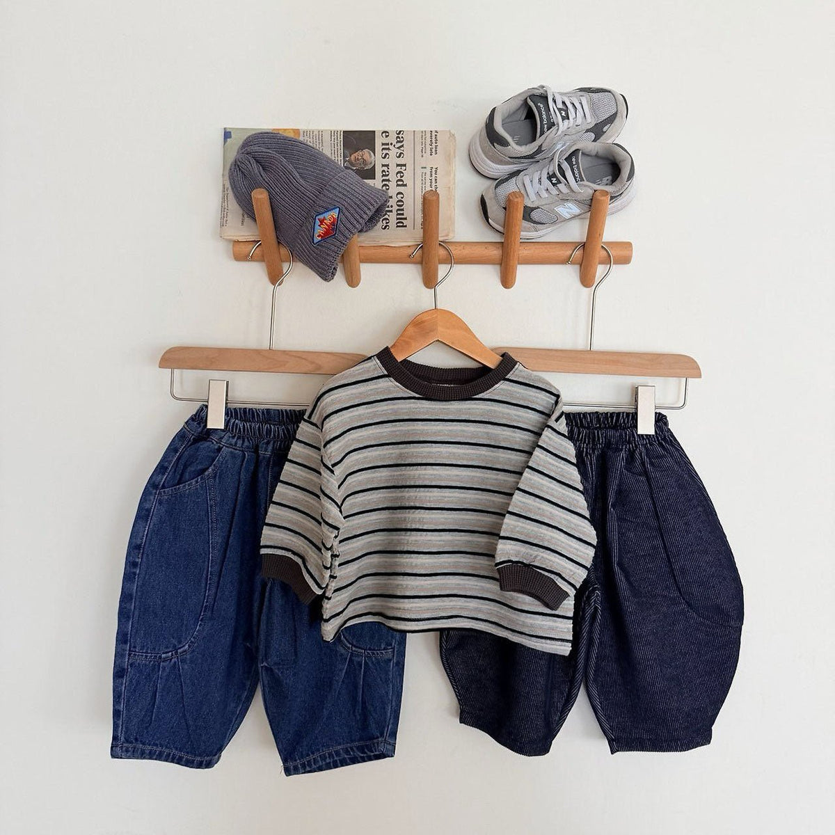 Toddler F26 Textured Stripe Long Sleeve Top (1-7y) - 2 Colors kids outfit