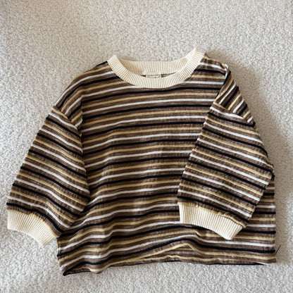 Toddler F26 Textured Stripe Long Sleeve Top (1-7y) - 2 Colors kids outfit