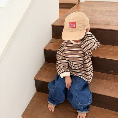 Toddler F26 Textured Stripe Long Sleeve Top (1-7y) - 2 Colors kids outfit