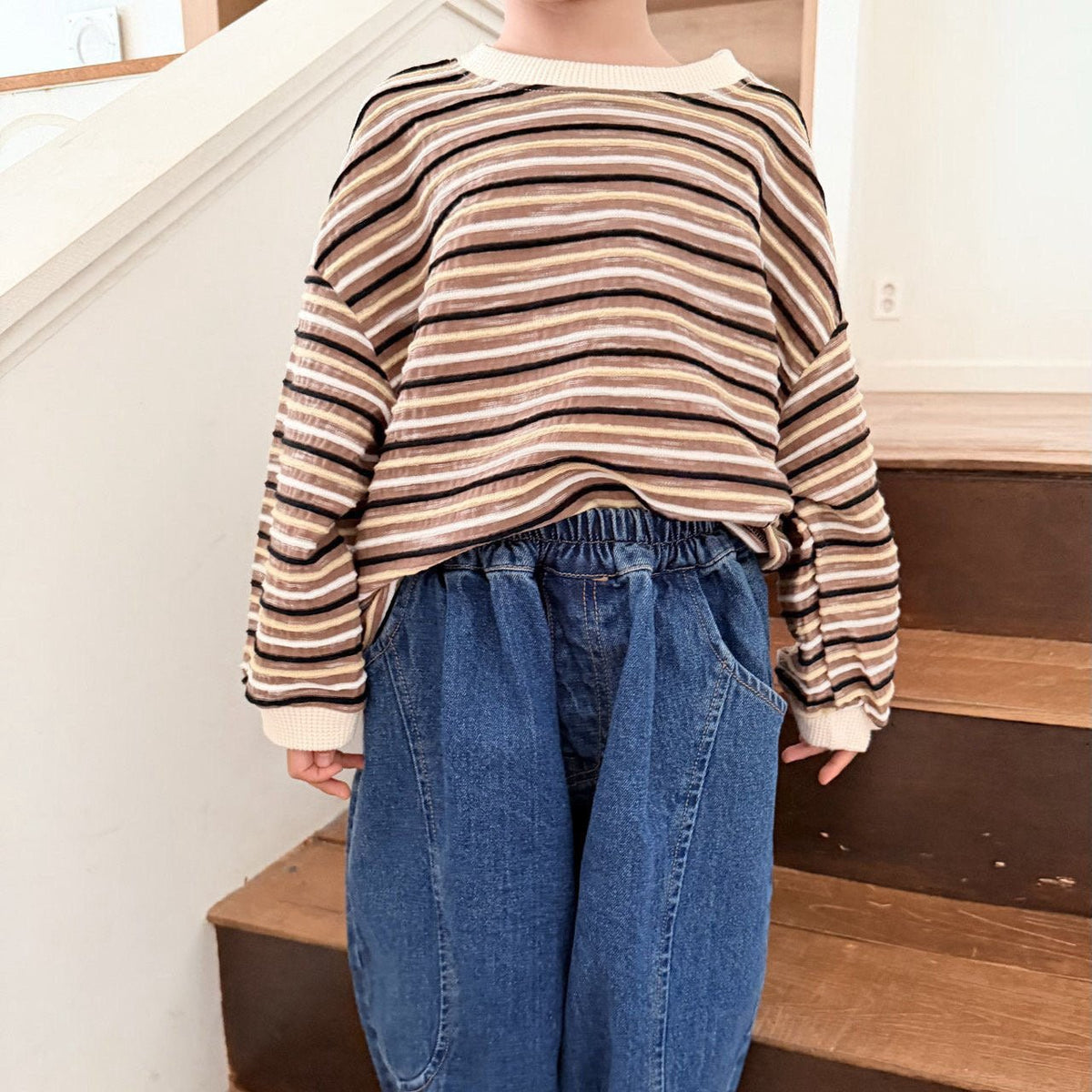Toddler F26 Textured Stripe Long Sleeve Top (1-7y) - 2 Colors kids outfit