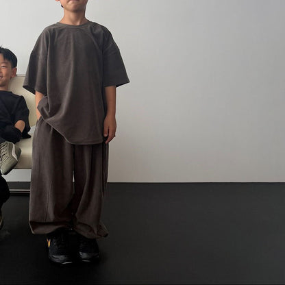 Toddler F26 Velour Loose Fit Jogger Pants (3-8y) - Brown kids outfit
