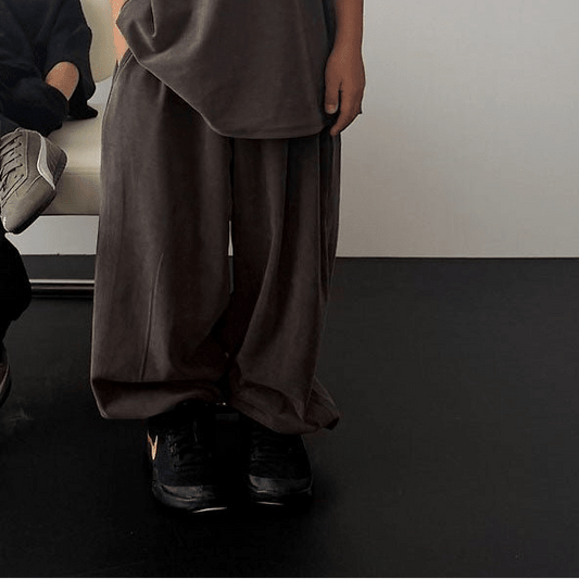 Toddler F26 Velour Loose Fit Jogger Pants (3-8y) - Gray Brown kids outfit