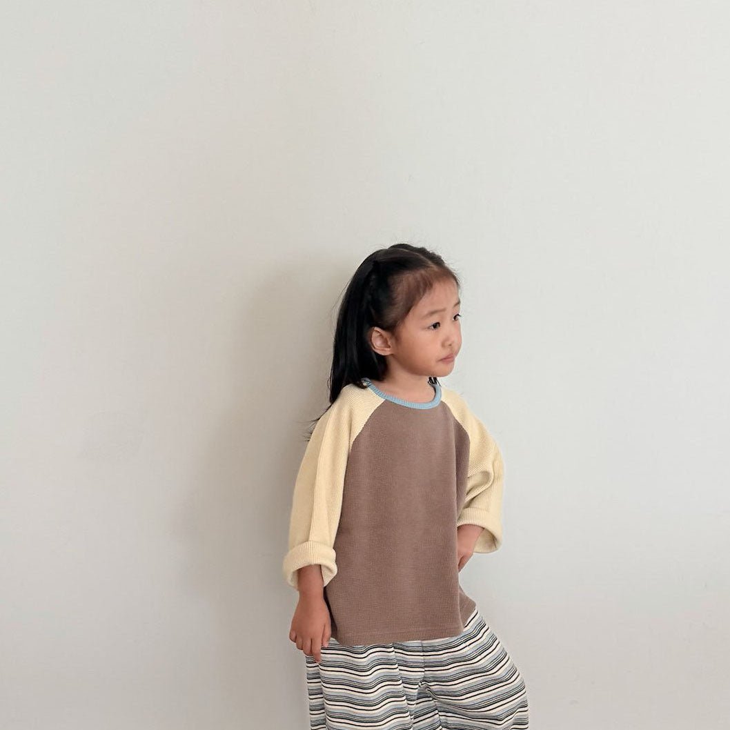 Toddler F26 Waffle Colorblock Raglan Long Sleeve Top (1-7y) - 2 Colors kids outfit