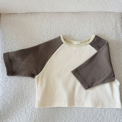 Toddler F26 Waffle Colorblock Raglan Long Sleeve Top (1-7y) - 2 Colors kids outfit