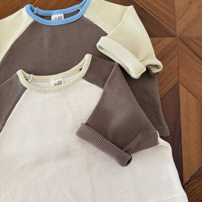 Toddler F26 Waffle Colorblock Raglan Long Sleeve Top (1-7y) - 2 Colors kids outfit