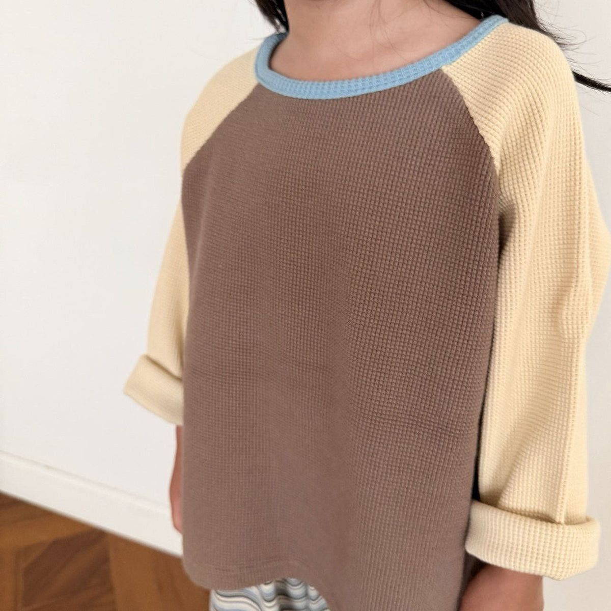 Toddler F26 Waffle Colorblock Raglan Long Sleeve Top (1-7y) - 2 Colors kids outfit