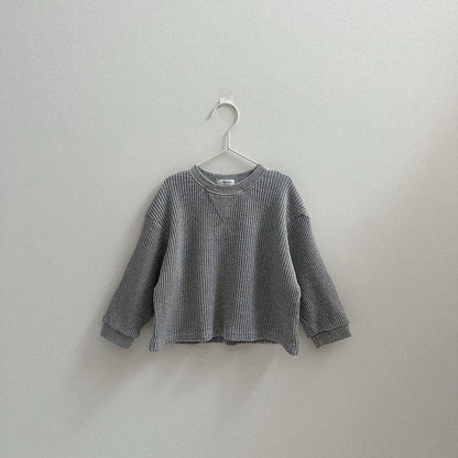 Toddler F26 Waffle Long Sleeve Sweatshirt (2-9y) - Heather Gray kids outfit