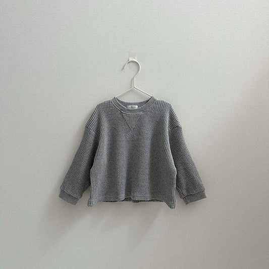 Toddler F26 Waffle Long Sleeve Sweatshirt (2-9y) - Heather Gray kids outfit