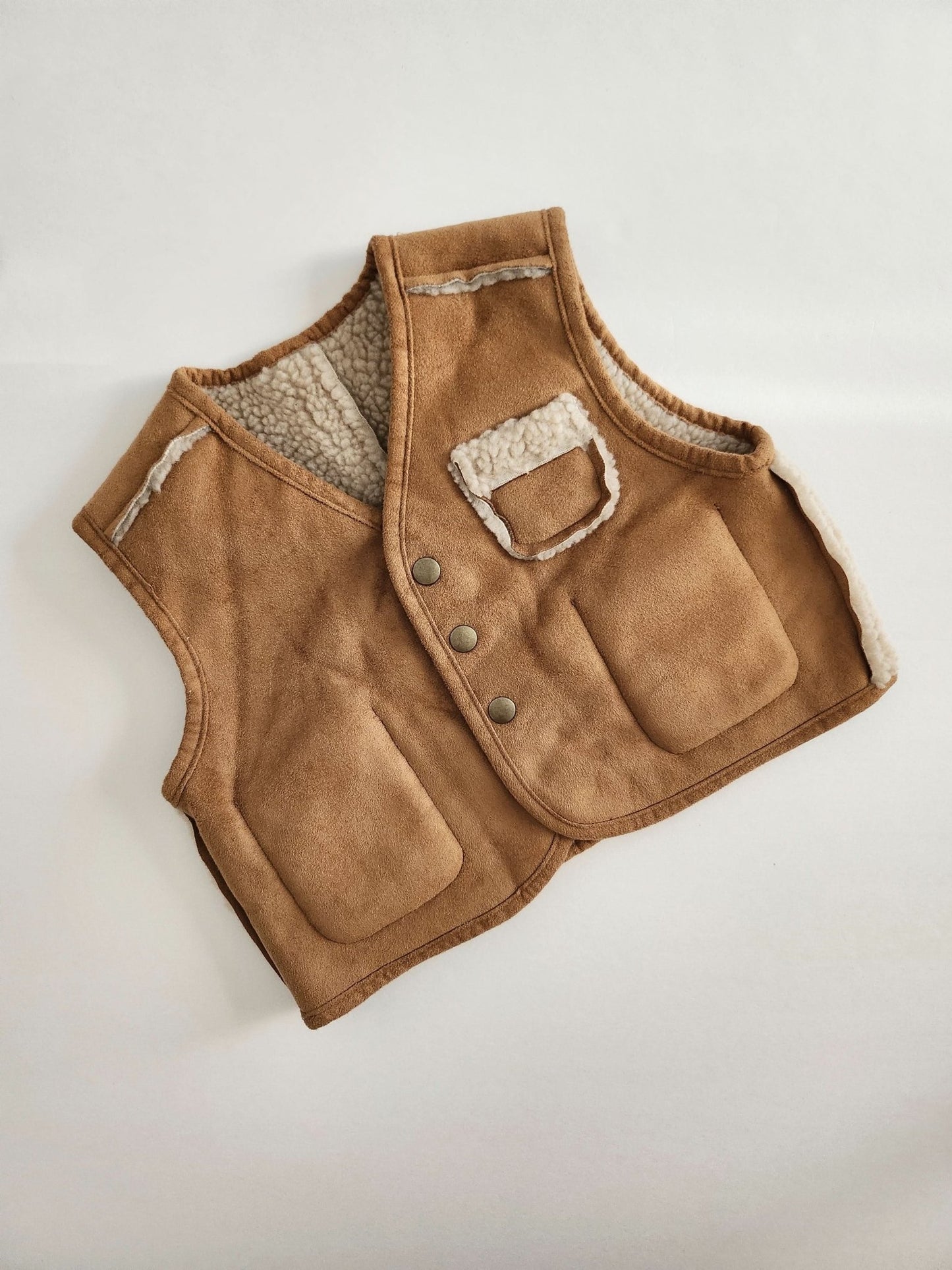 Toddler Faux Suede Shearling Reversible Vest (1 - 6y) kids outfit