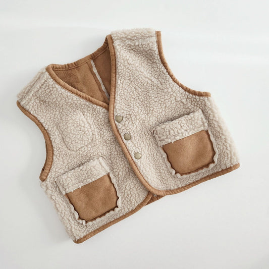 Toddler Faux Suede Shearling Reversible Vest (1 - 6y) kids outfit