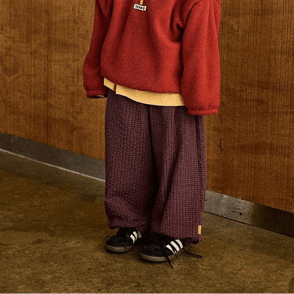 Toddler FW26 Fleece Lined Textured Plaid Adjustable Hem Jogger Pants (2-6y) - 2 Colors kids outfit