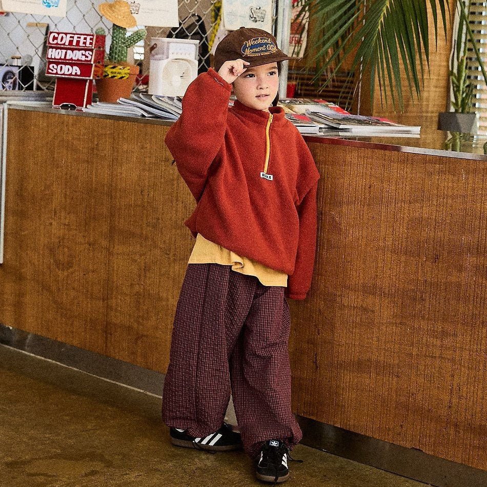 Toddler FW26 Fleece Lined Textured Plaid Adjustable Hem Jogger Pants (2-6y) - 2 Colors kids outfit