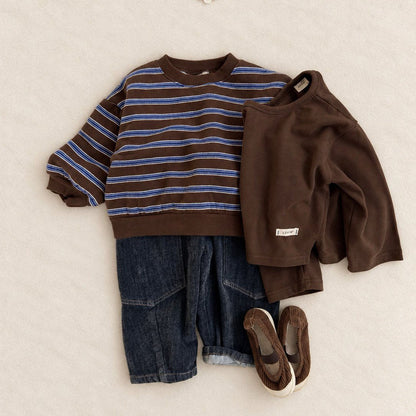 Toddler FW26 Stitch Detail Big Pocket Balloon Brushed Cotton Denim Pants (1-7y) - Blue kids outfit
