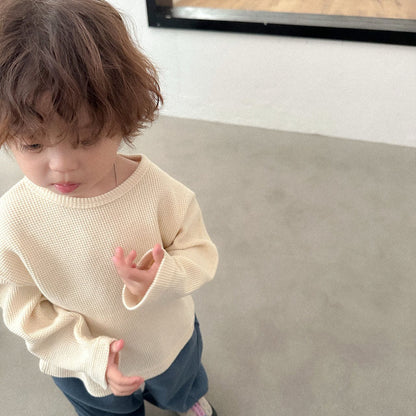 Toddler FW26 Waffle Long Sleeve Top (2-9y) - 3 Colors kids outfit