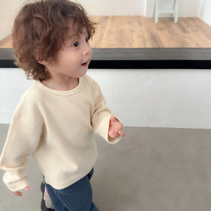 Toddler FW26 Waffle Long Sleeve Top (2-9y) - 3 Colors kids outfit