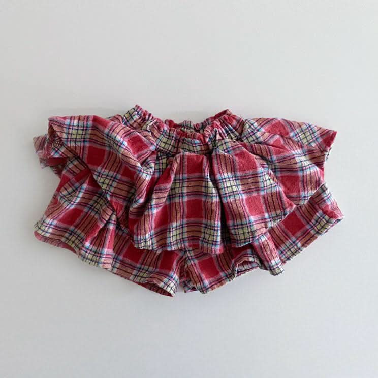 Toddler Hei Ruffle Layered Plaid Skirted Shorts (1 - 6y) - 2 Colors kids outfit