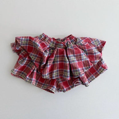 Toddler Hei Ruffle Layered Plaid Skirted Shorts (1 - 6y) - 2 Colors kids outfit