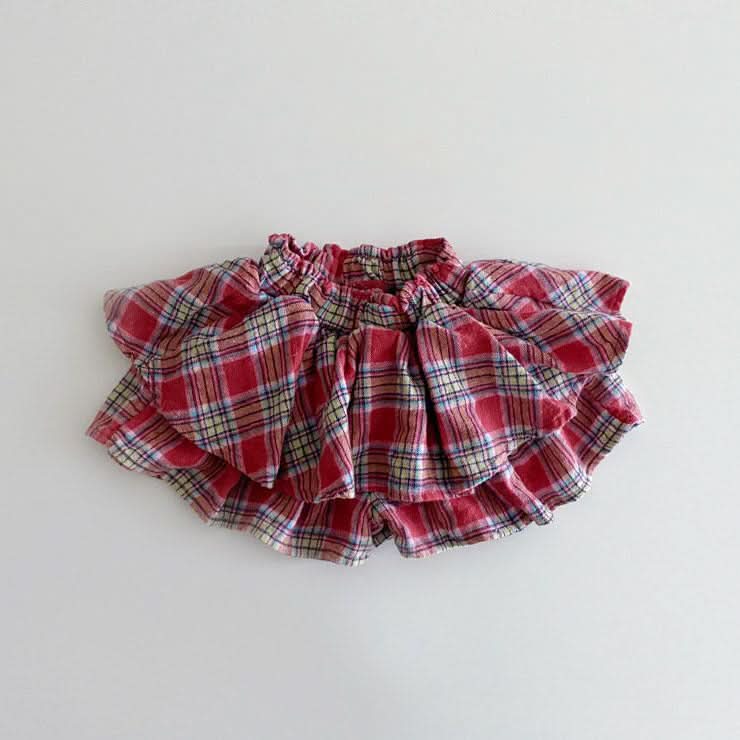 Toddler Hei Ruffle Layered Plaid Skirted Shorts (1 - 6y) - 2 Colors kids outfit