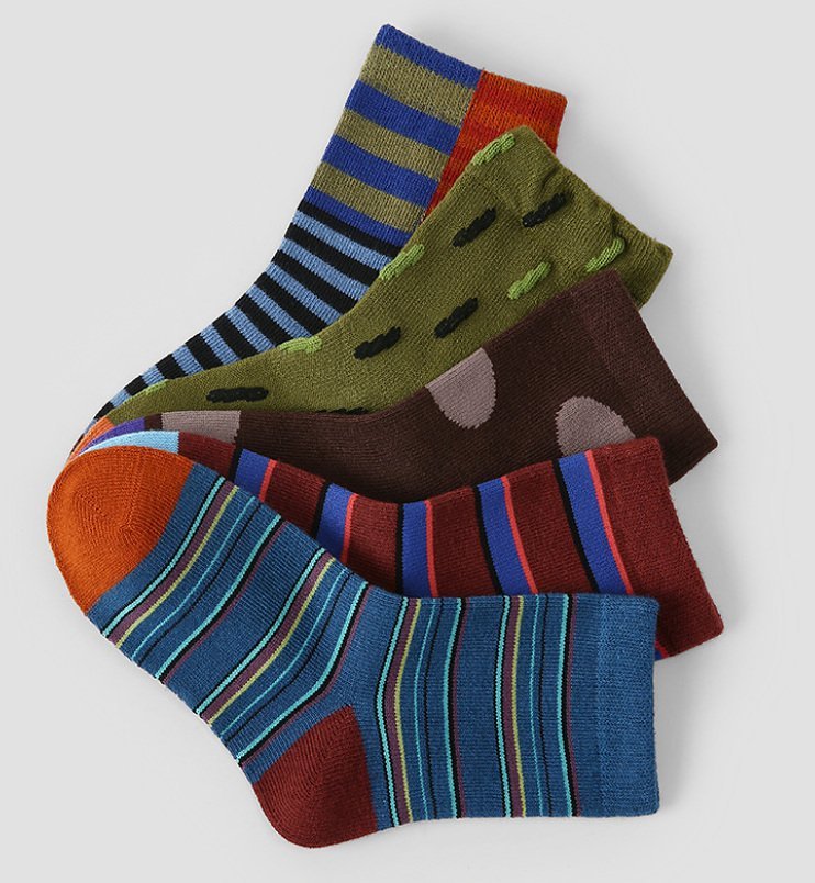 Toddler Jacquard 5PK Socks Set (1-8y) - Brown kids outfit