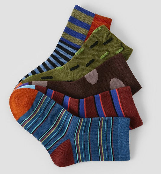 Toddler Jacquard 5PK Socks Set (1-8y) - Brown kids outfit