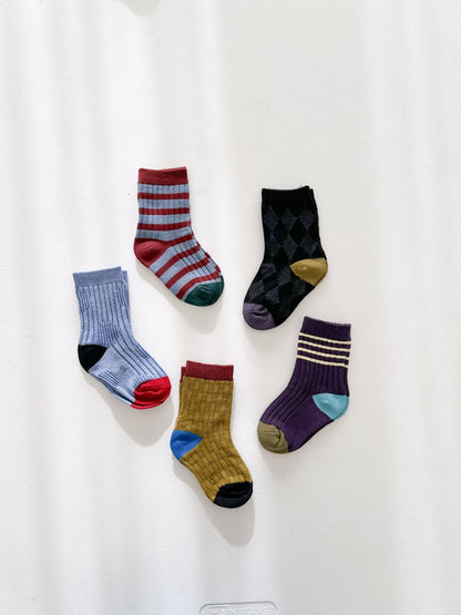 Toddler Jacquard 5PK Socks Set (1-8y) - Sky Blue kids outfit