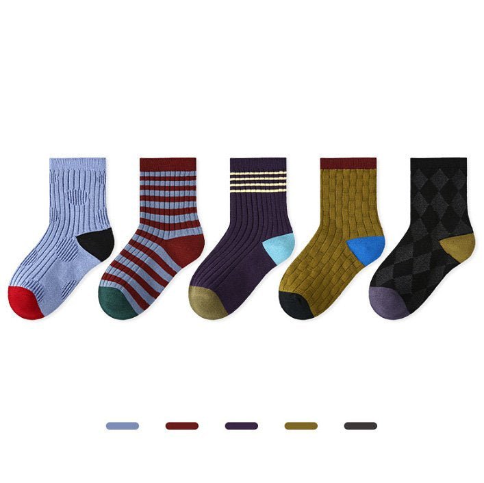 Toddler Jacquard 5PK Socks Set (1-8y) - Sky Blue kids outfit