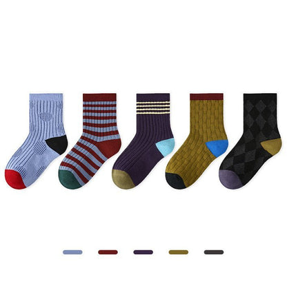 Toddler Jacquard 5PK Socks Set (1-8y) - Sky Blue kids outfit