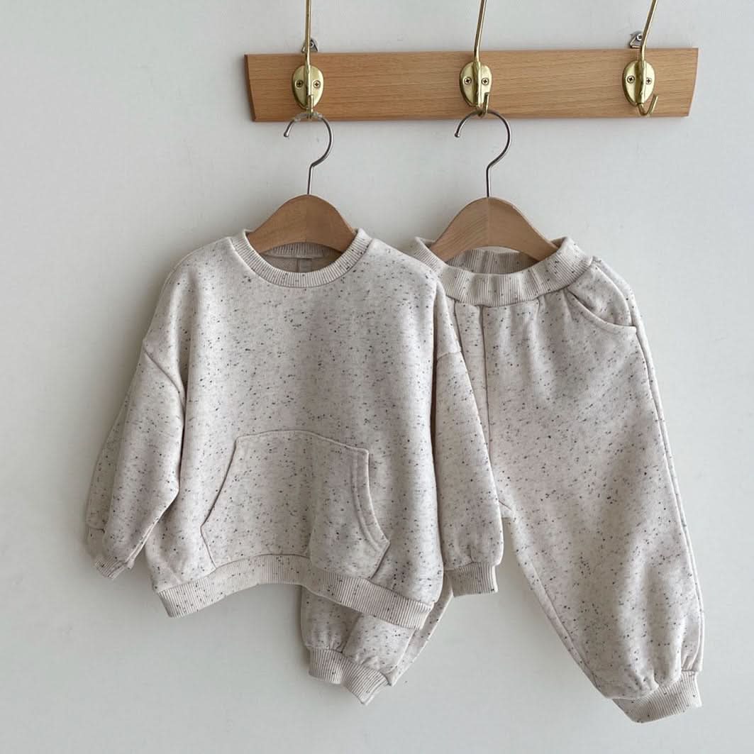Toddler Kangaroo Pocket Confetti Sweatshirt and Jogger Pants Set (1 - 6y) - 2 Colors kids outfit