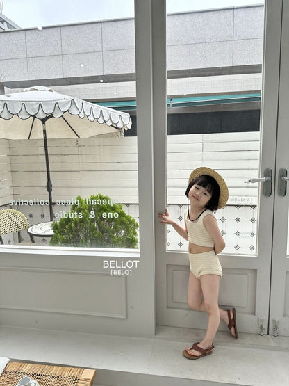 Toddler Knit Bikini Top and Bottom 2 Piece Set (2 - 5y) - Beige kids outfit