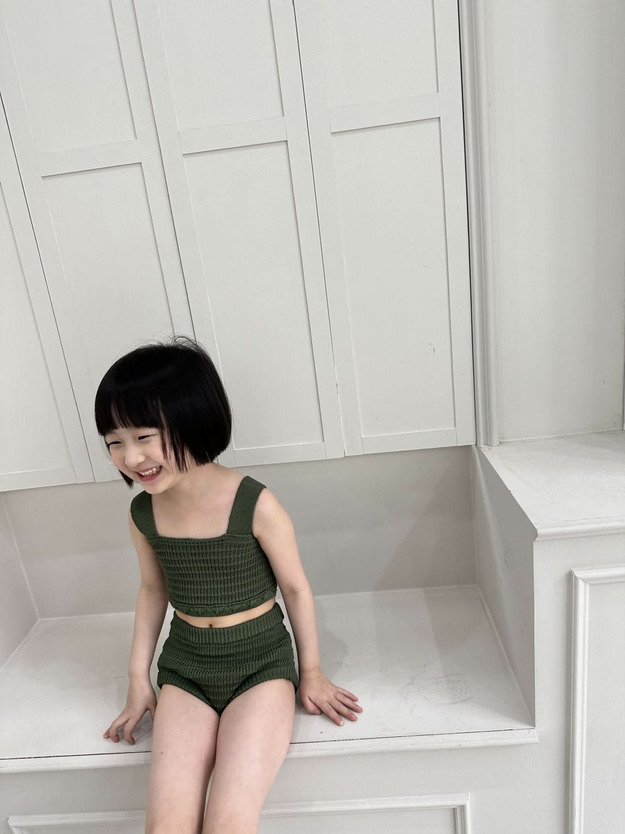 Toddler Knit Bikini Top and Bottom 2 Piece Set (2 - 5y) - Olive kids outfit