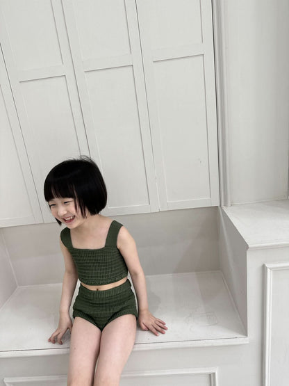 Toddler Knit Bikini Top and Bottom 2 Piece Set (2 - 5y) - Olive kids outfit